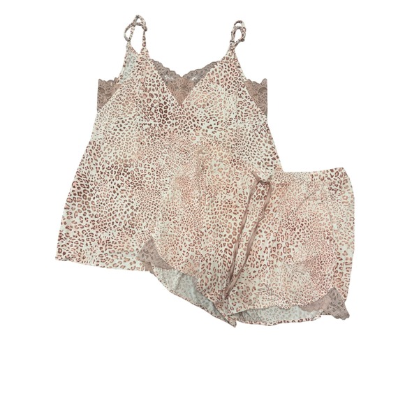 Soma Other - Soma Intimates Women Pink Leopard Lace Trim Cami and Shorts Pajama Set M/S